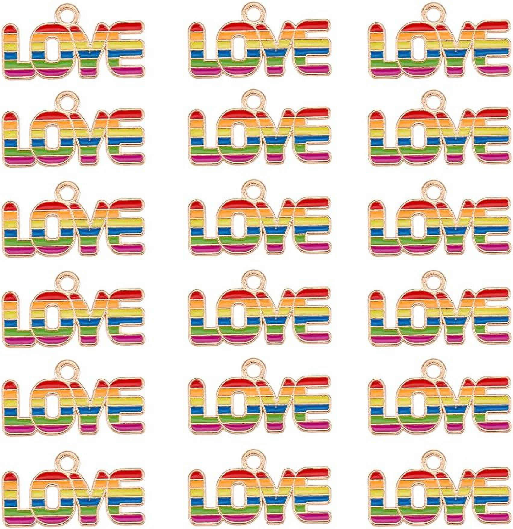 30Pcs Love Word Charm Love Charms Bulk Rainbow Words LGBT Pride Love Is  Love Gay Alloy Enamel Cute Valentine's Day Charm for Jewelry Making Charms  DIY Necklace Earring Adults Craft 